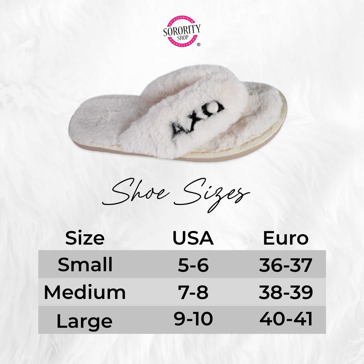 Alpha Chi Omega - Furry Slippers Women - With ACO Embroidery Logo