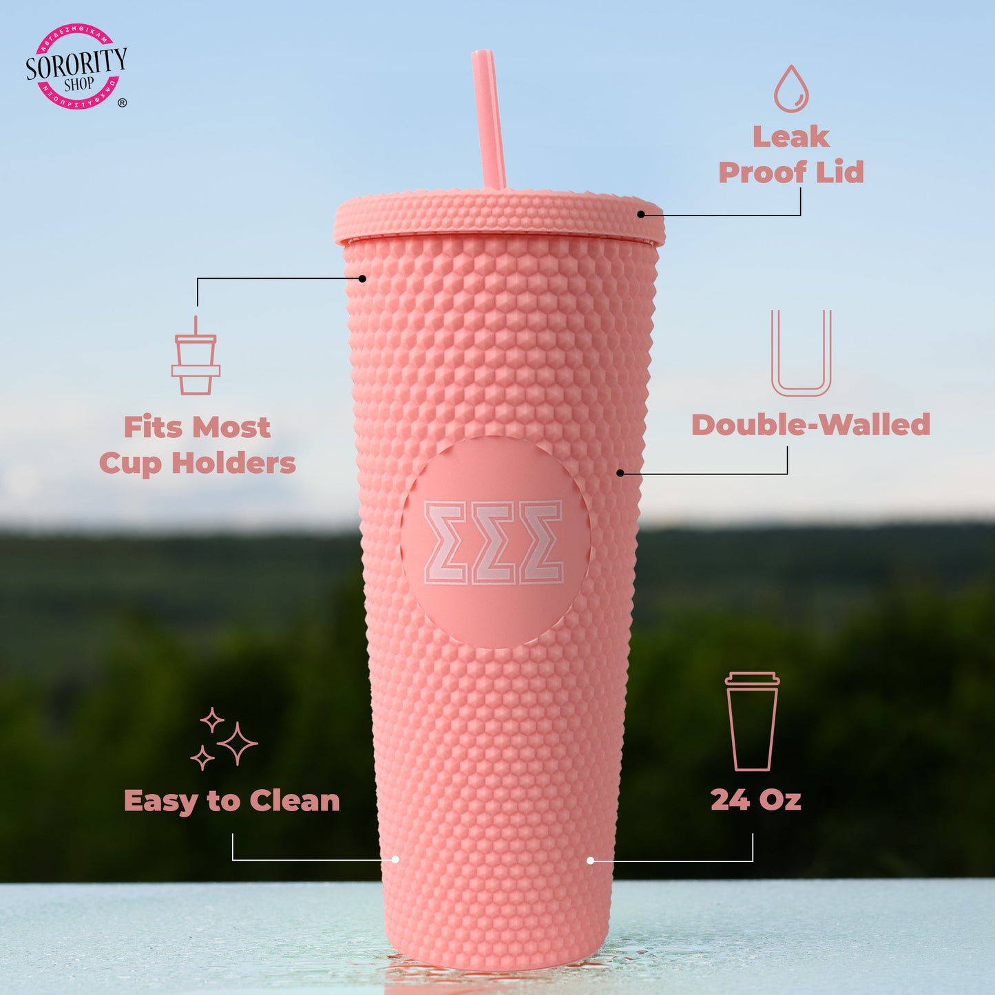 Delta Phi Epsilon Studded Tumbler