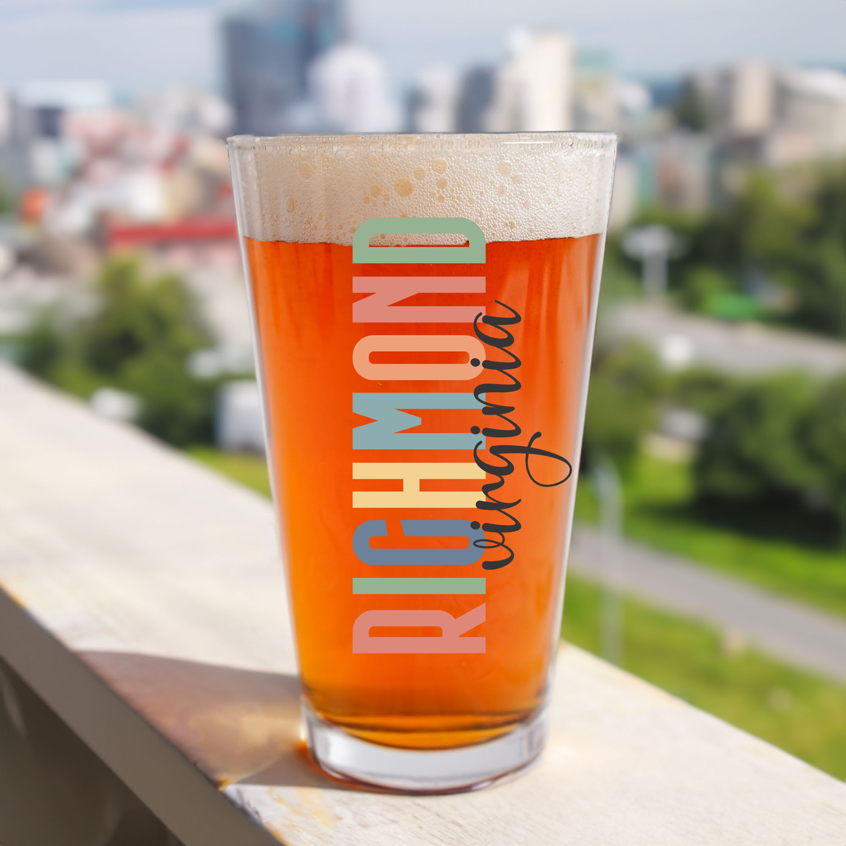 Richmond VA Boho Pint Glass – 16oz Printed Drinkware