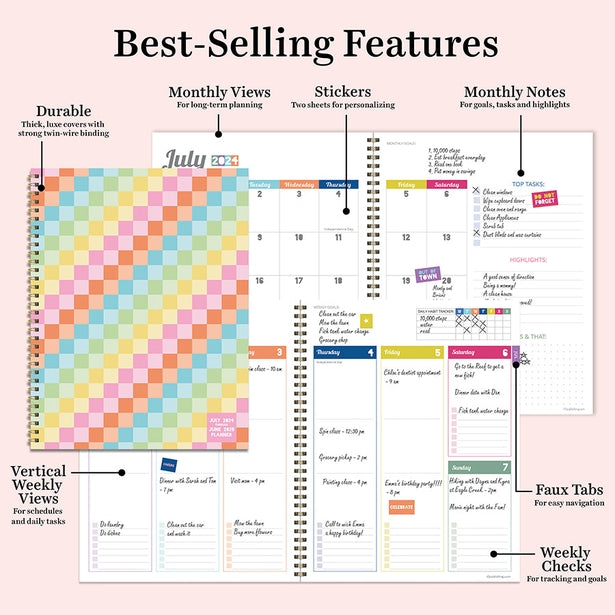 July 2024 - June 2025 Checkmate Large Weekly Monthly Planner