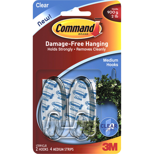 Command Adhesive Designer Hook Clear Medium 2pk