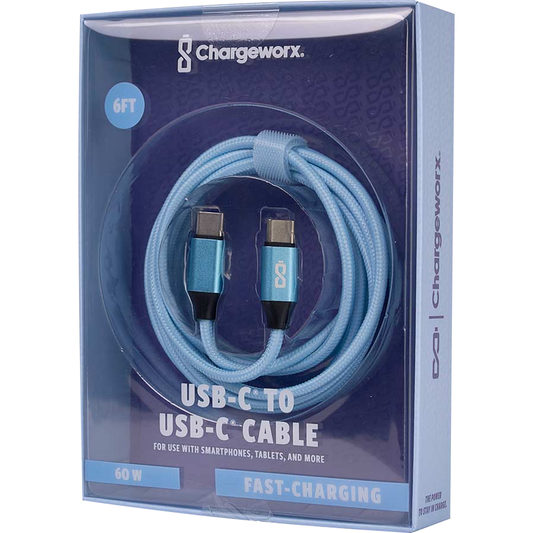 Chargeworx Nylon Tuff PD60 USB Blue Cable