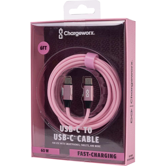 Chargeworx Nylon Tuff PD60 USB Pink Cable