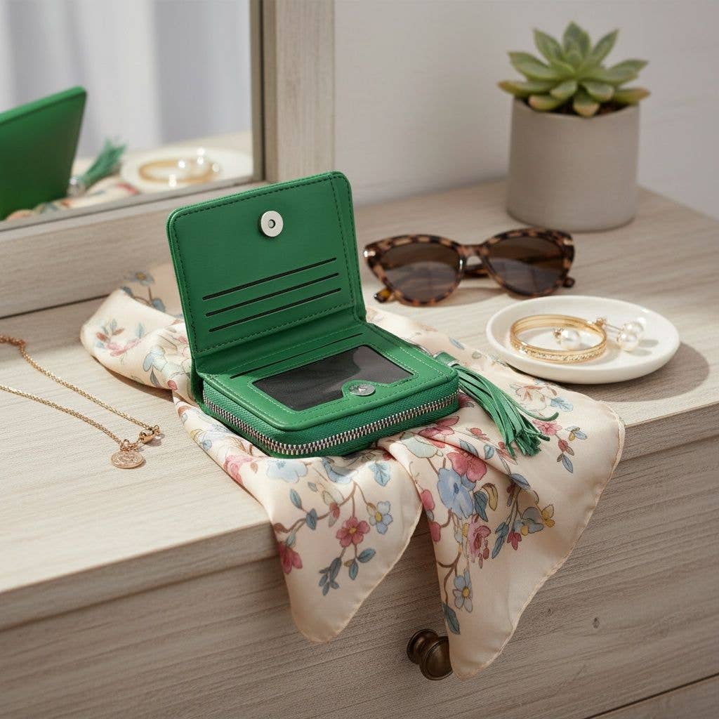 AKA Alpha Kappa Alpha Green Tassel Keychain Zipper Wallet Updated