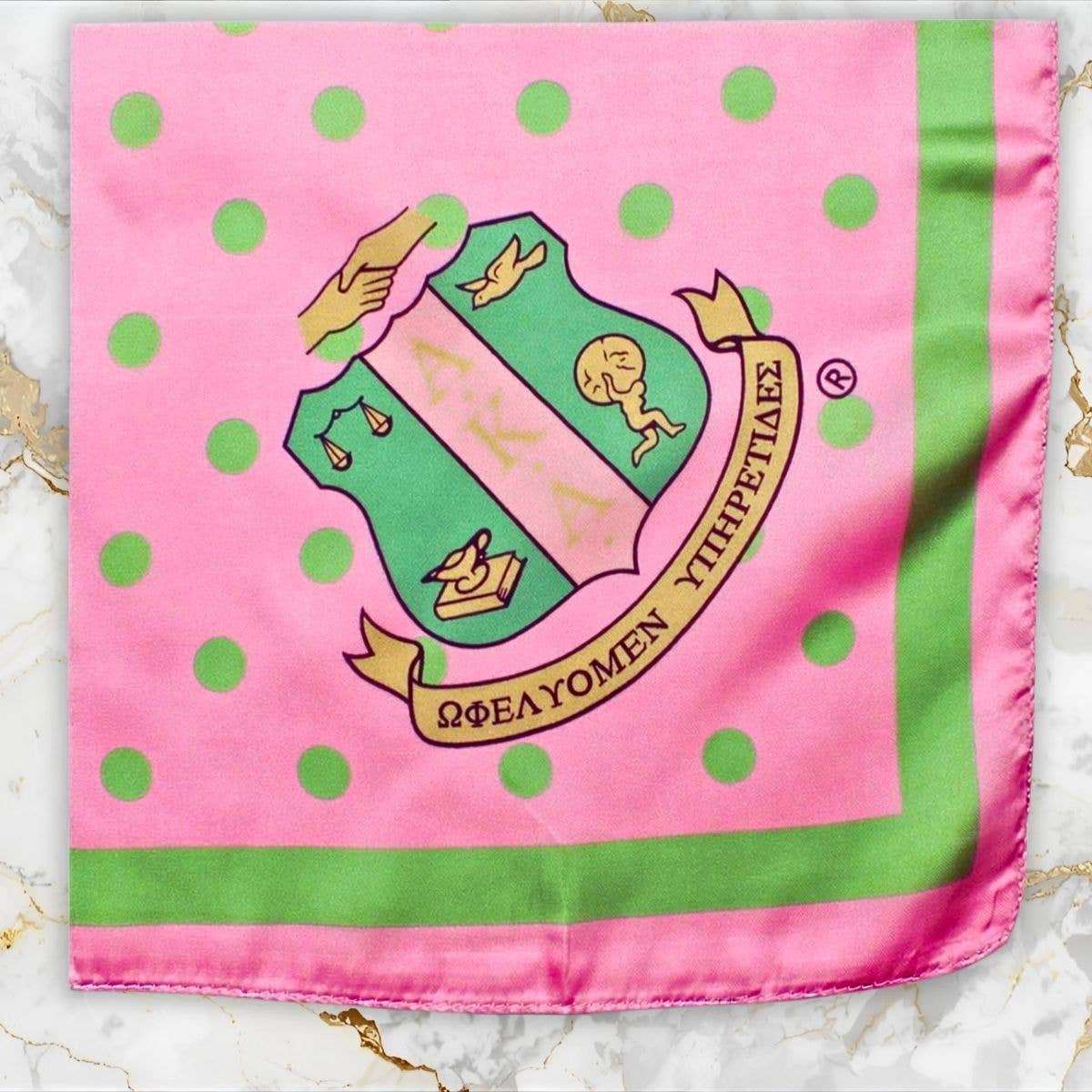 AKA Alpha Kappa Alpha Pink Polka Dot Square Sorority Scarf