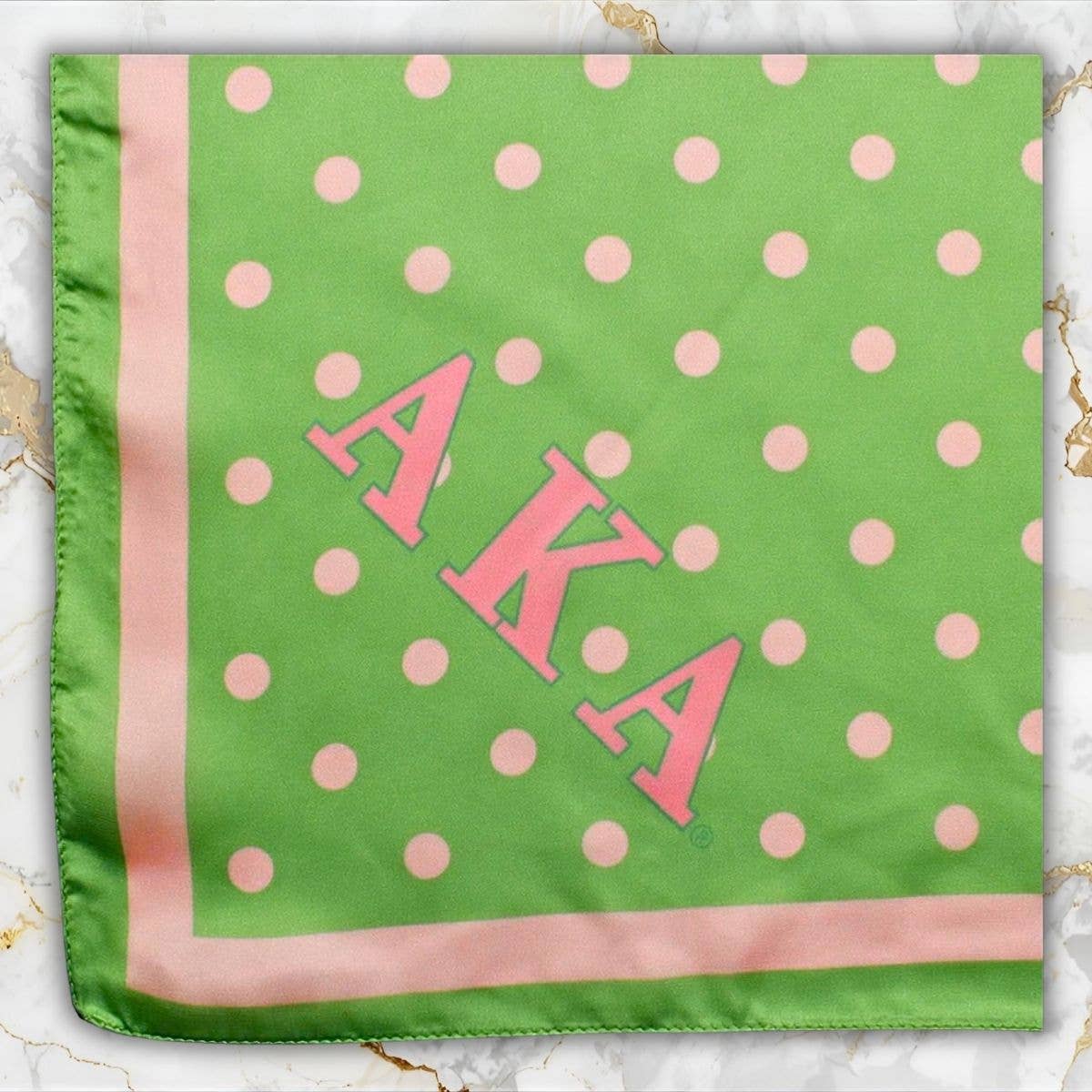 AKA Alpha Kappa Alpha Green Polka Dot Square Sorority Scarf