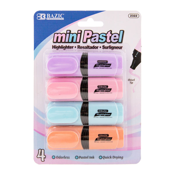 Desk Style Pastel Mini Highlighters (4/Pack) - Virginia Book Company