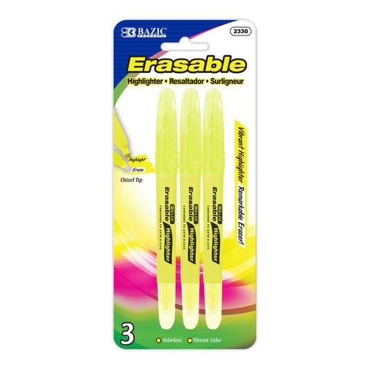 Yellow Erasable Highlighters (3/Pack)
