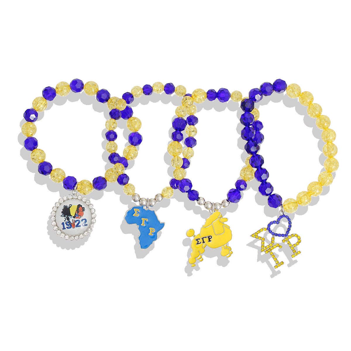 SGRHO Blue Gold Bead Silver Sorority Set