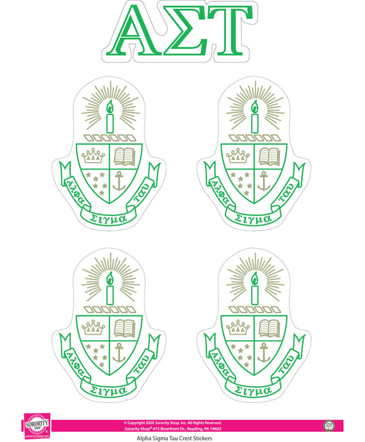 Alpha Sigma Tau Crest Sticker Sheet