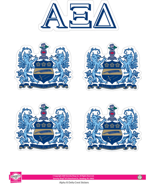 Alpha Xi Delta Crest Sticker Sheet