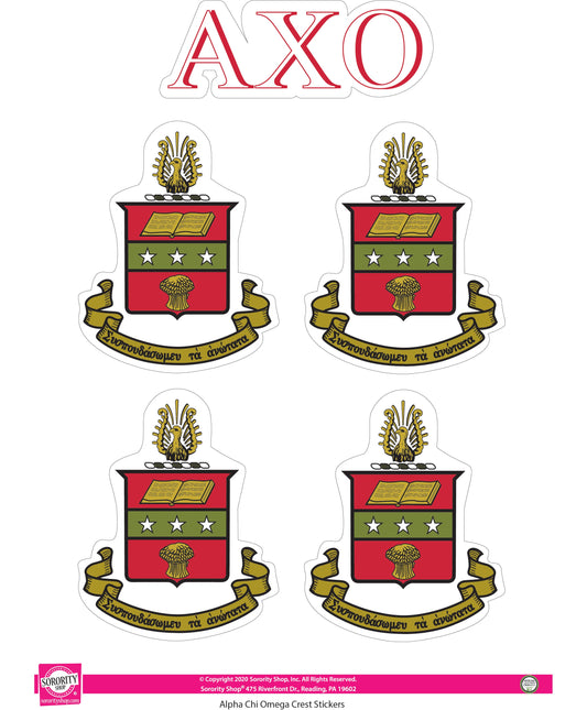 Alpha Chi Omega Crest Sticker Sheet