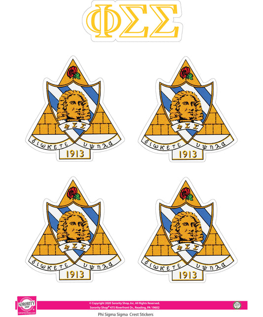 Phi Sigma Sigma Crest Sticker Sheet