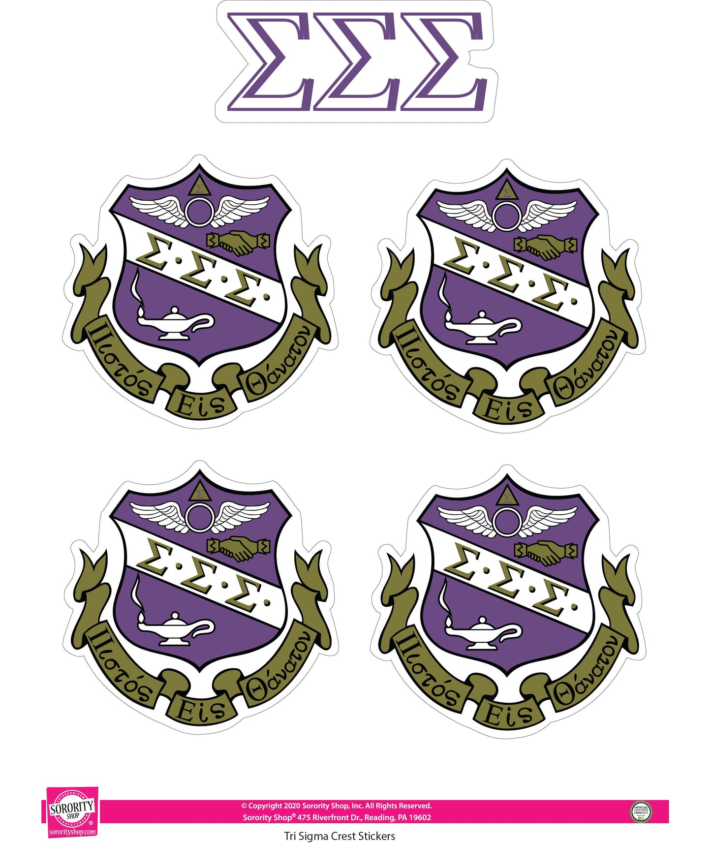 Sigma Sigma Sigma Crest Sticker Sheet