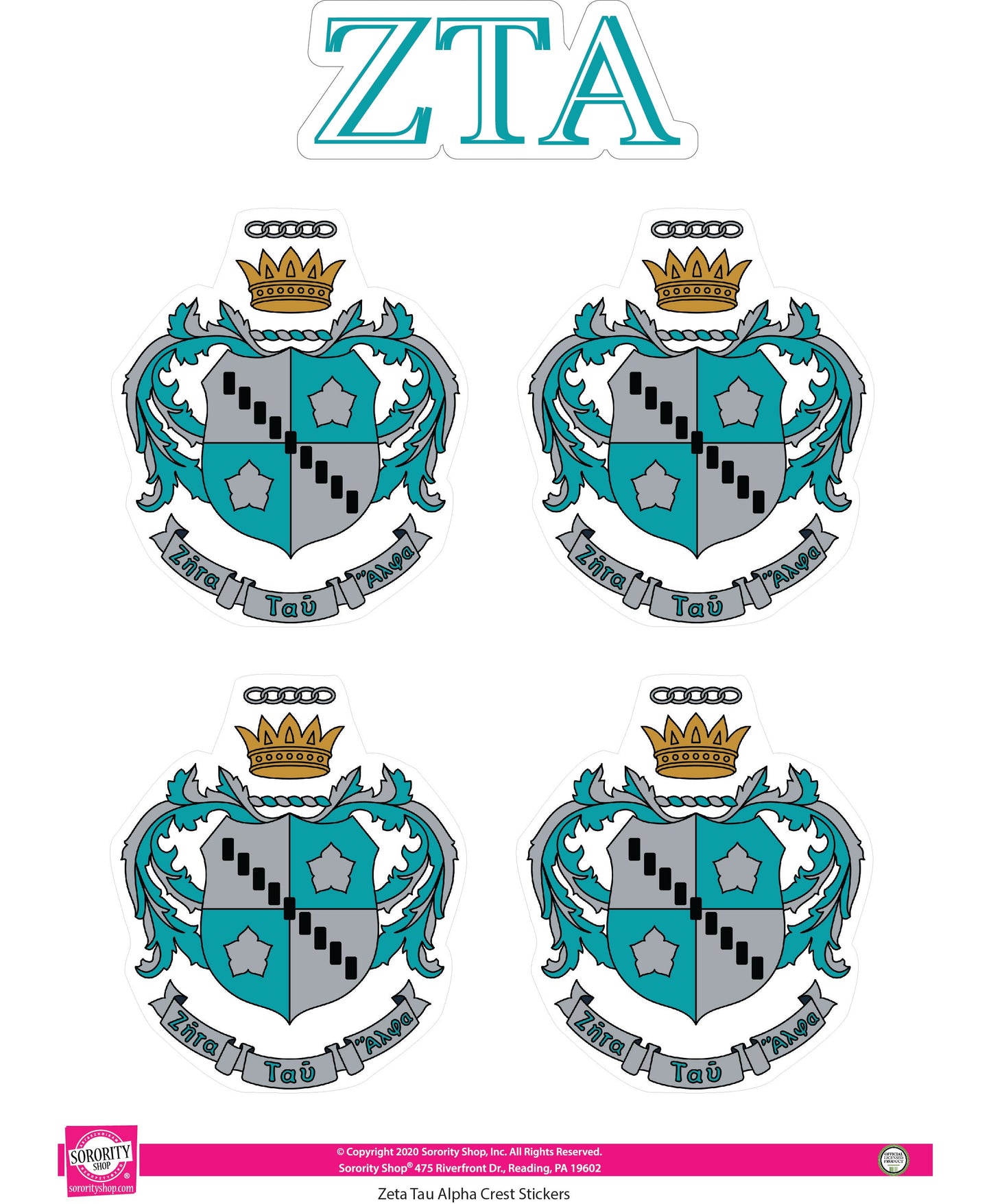 Zeta Tau Alpha Crest Sticker Sheet