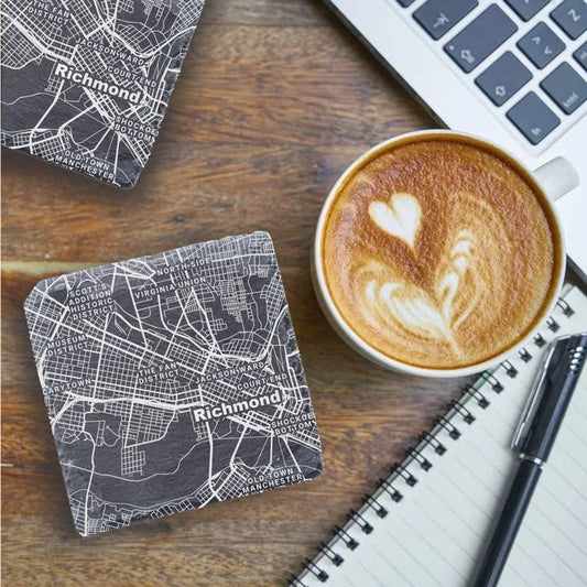 Richmond Va Map - Uv Printed Slate Coasters