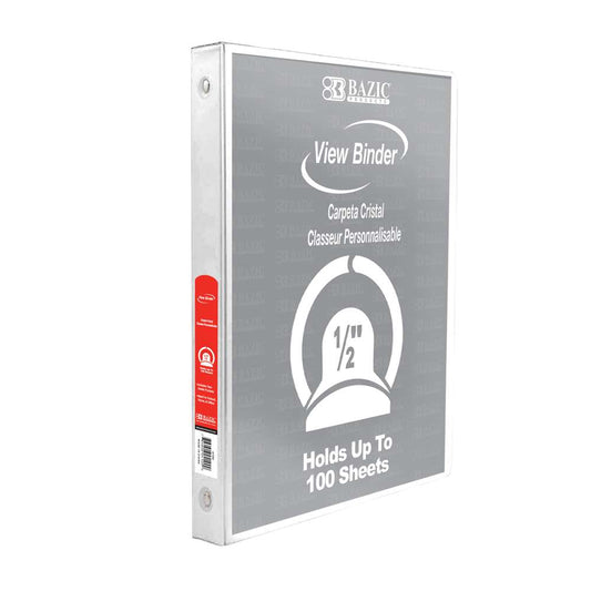 1/2" White 3-Ring Binder View  w/ 2-Pockets