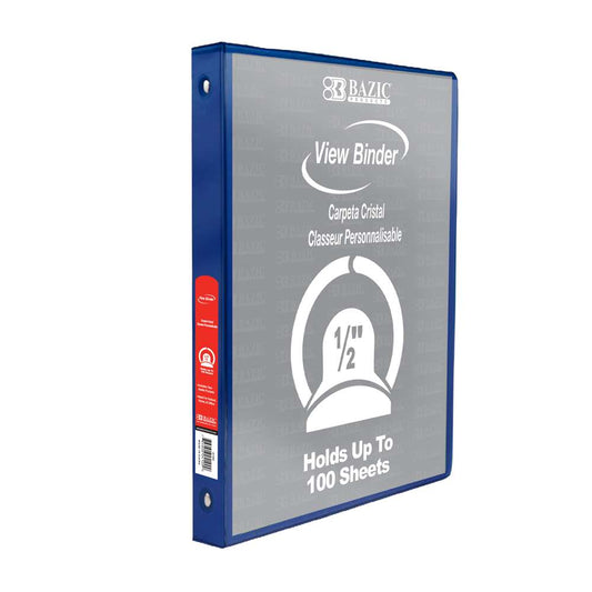 0.5" Blue 3-Ring Binder View  w/ 2-Pockets