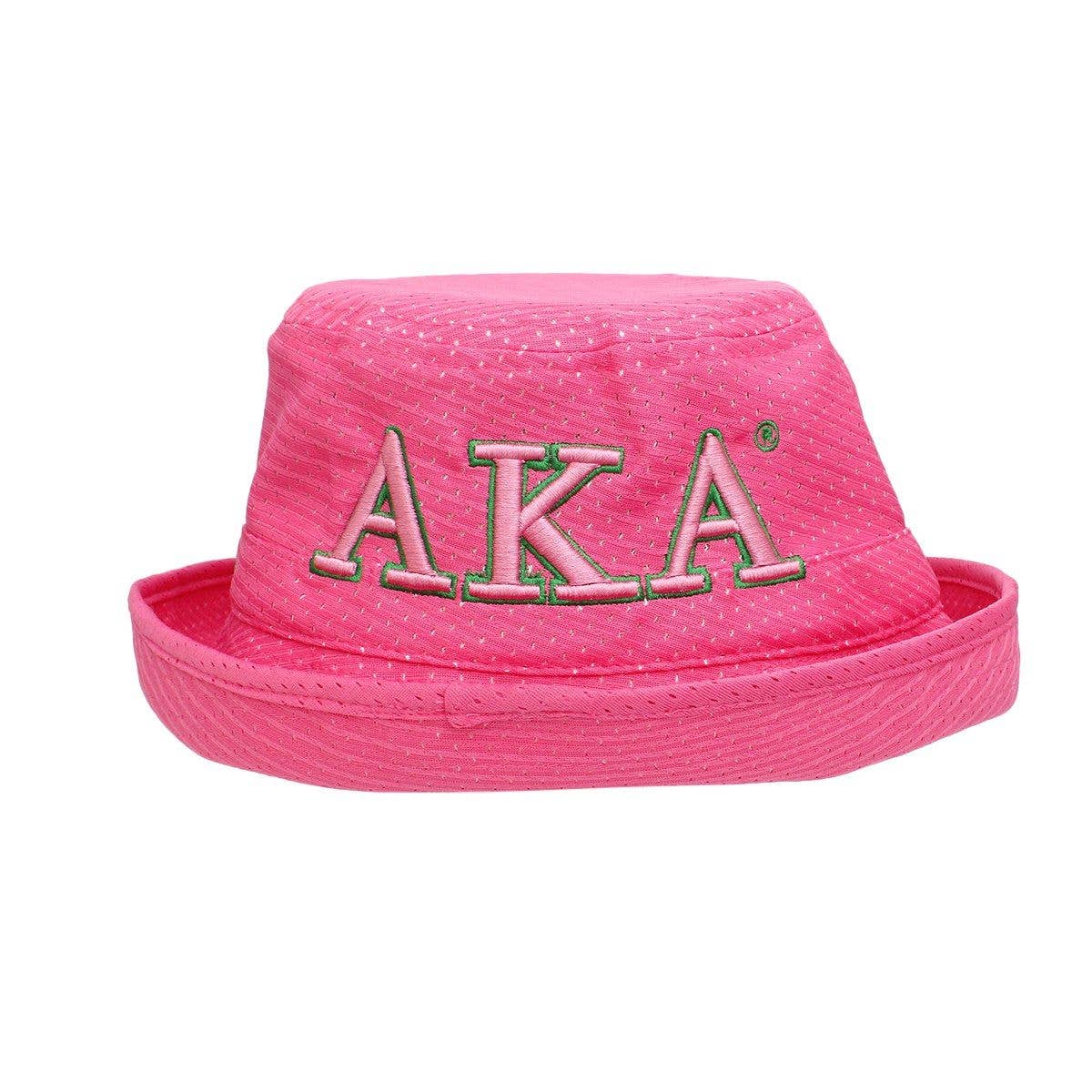 AKA Alpha Kappa Alpha Sorority Pink Mesh Embroidered Bucket Hat