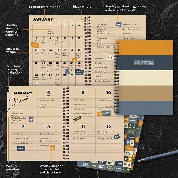 2025 Element Layers Medium Weekly Monthly Planner