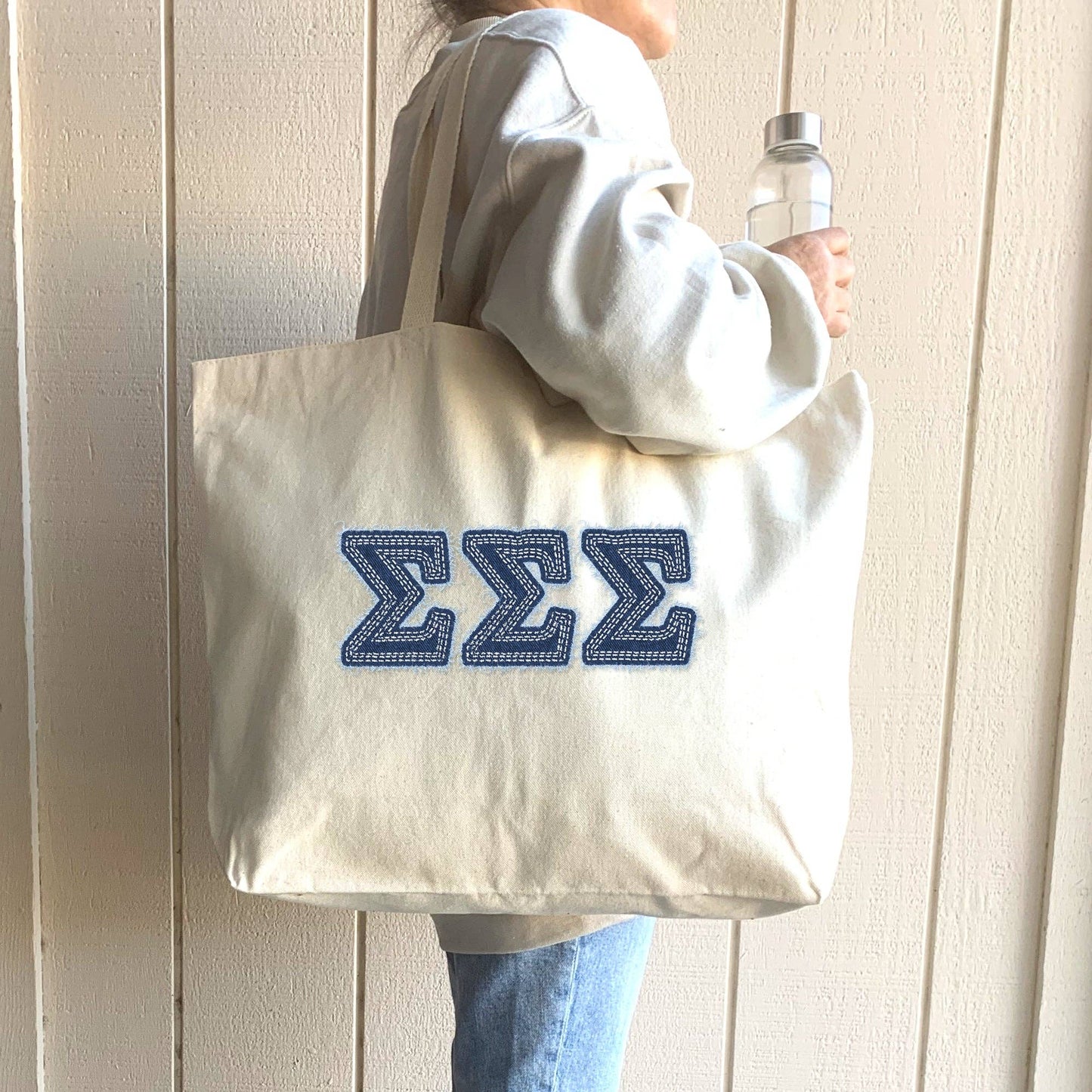 Sorority Greek Letters Printed on a Canvas Tote Bag
