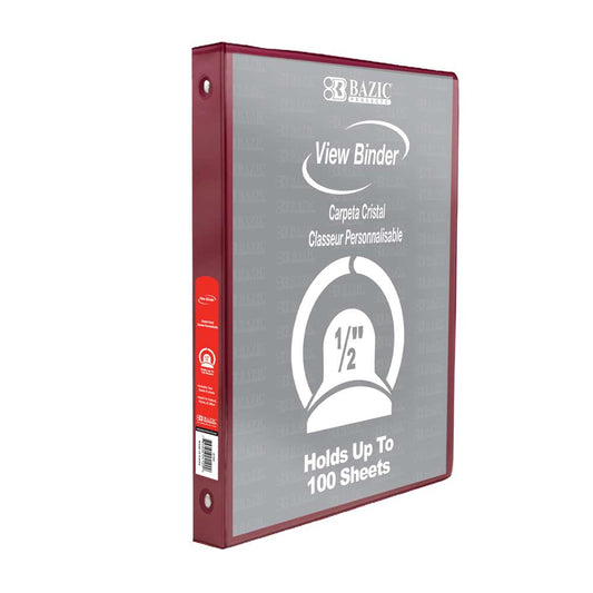 0.5" Burgundy 3-Ring Binder View  w/ 2-Pockets