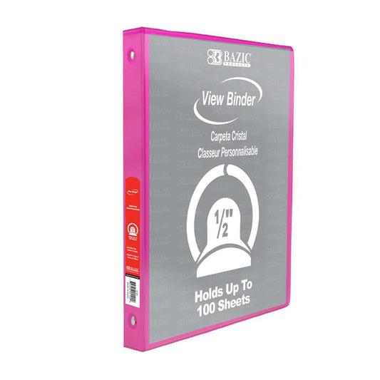 0.5" Fuchsia 3-Ring Binder View w/ 2-Pockets
