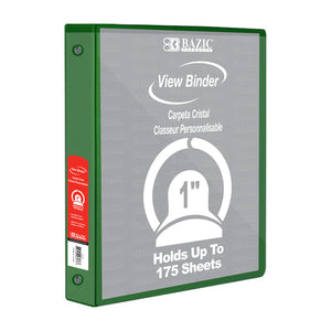 BAZIC 1" Green 3-Ring View Binder w/ 2-Pockets - Virginia Book Company