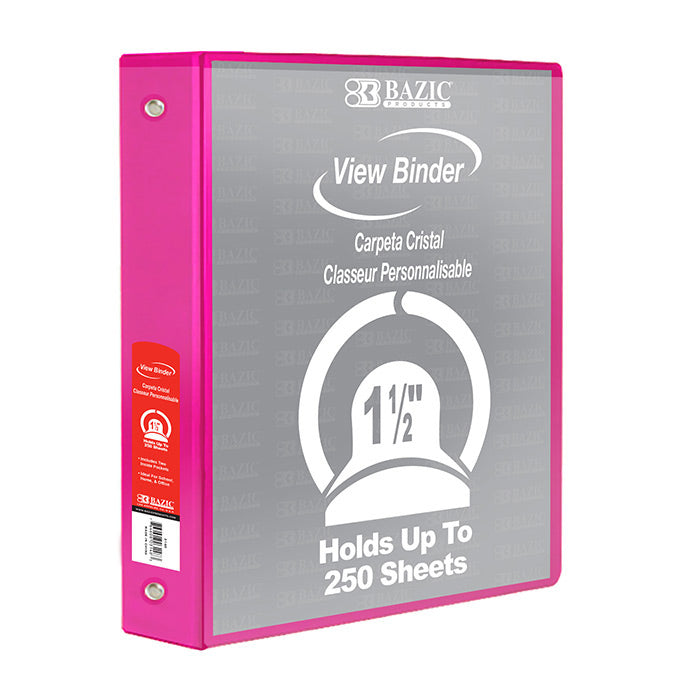 1.5" Fuchsia 3-Ring View Binder w/ 2-Pockets