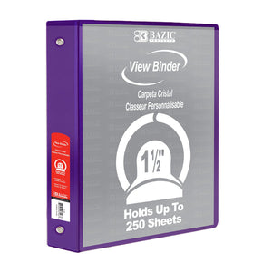 BAZIC 1.5" Purple 3-Ring Binder w/ 2-Pockets - Virginia Book Company