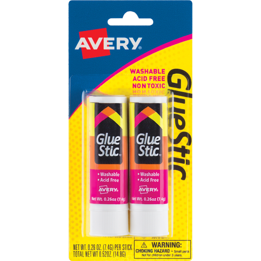 Avery Permanent Glue Stic White 2pk