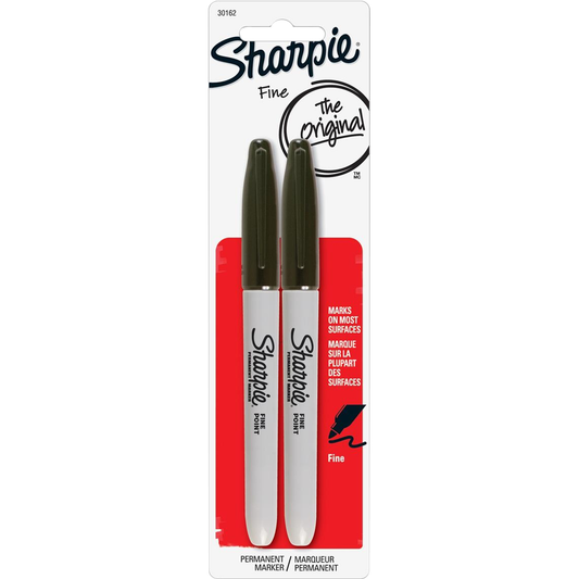 Sharpie Permanent Marker - Black Fine 2Pk BP