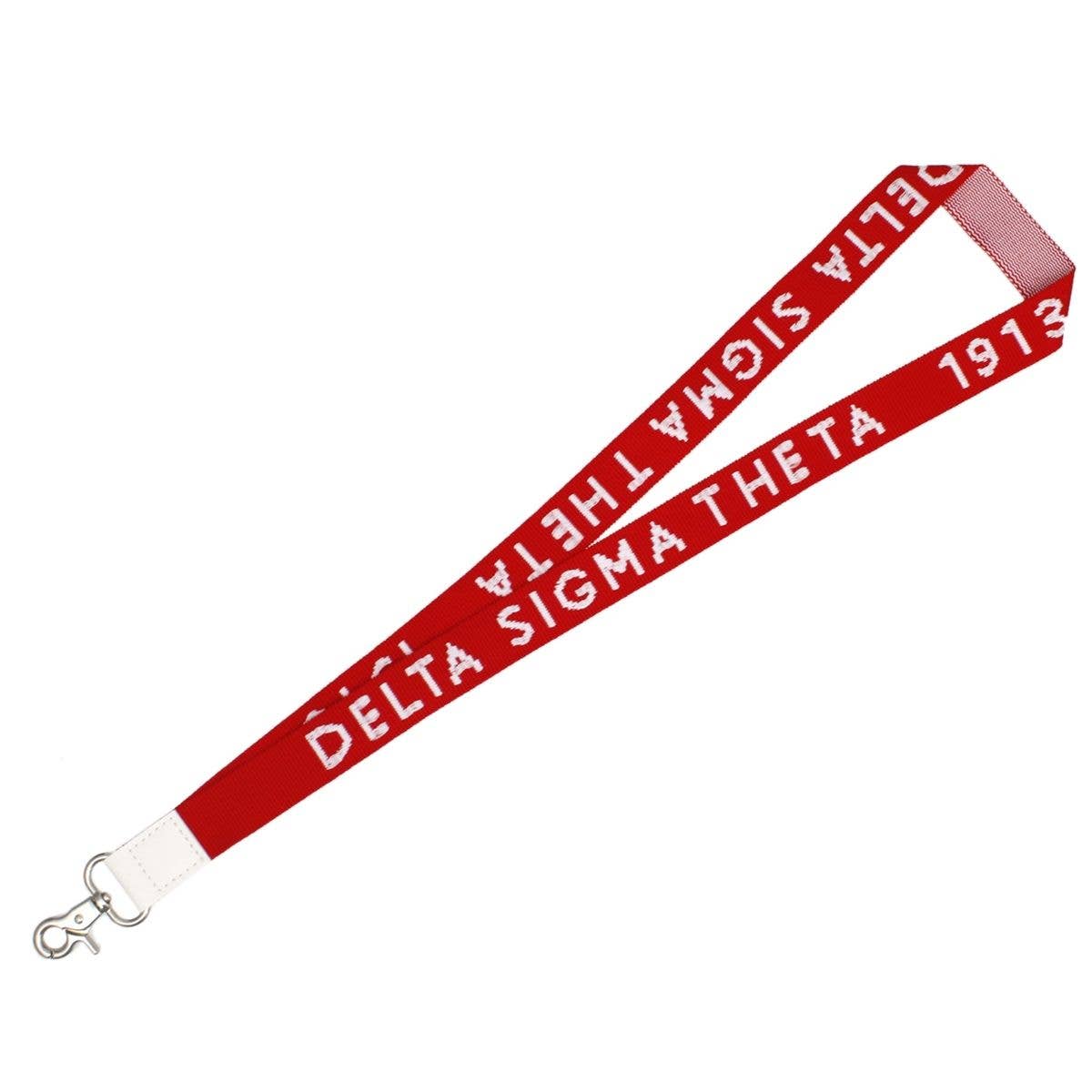 DST Delta Sigma Theta Red Canvas Lanyard ID Badge Clip Women