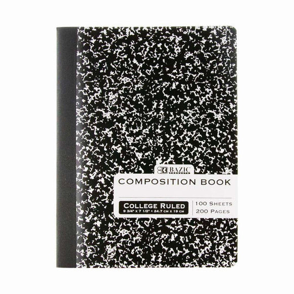 BAZIC C/R 100 Ct. Black Marble Composition Book - Virginia Book Company