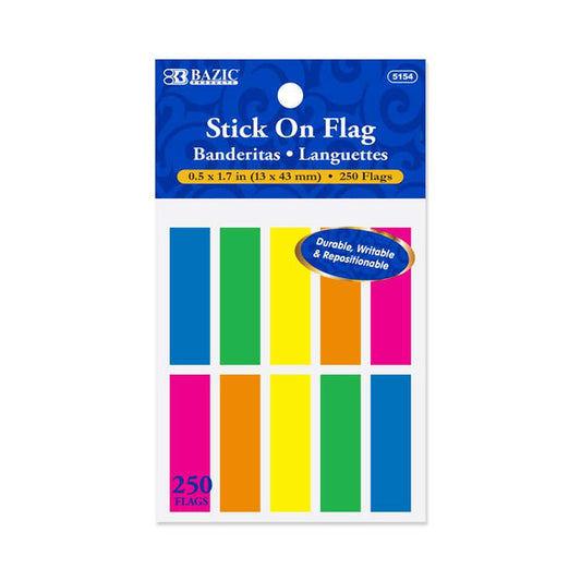 Flags Neon Color Coding 0.5" X 1.7" 25 Ct. (10/Pack) - Virginia Book Company