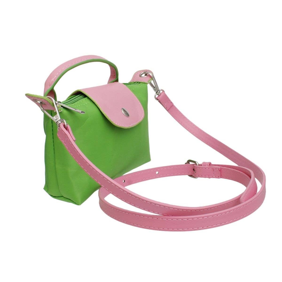 AKA Alpha Kappa Alpha Sorority Green Nylon Mini Pouch Handle Strap