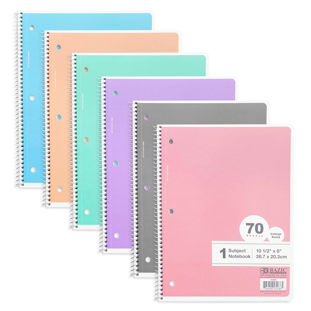 1-Subject Pastel Spiral Notebook