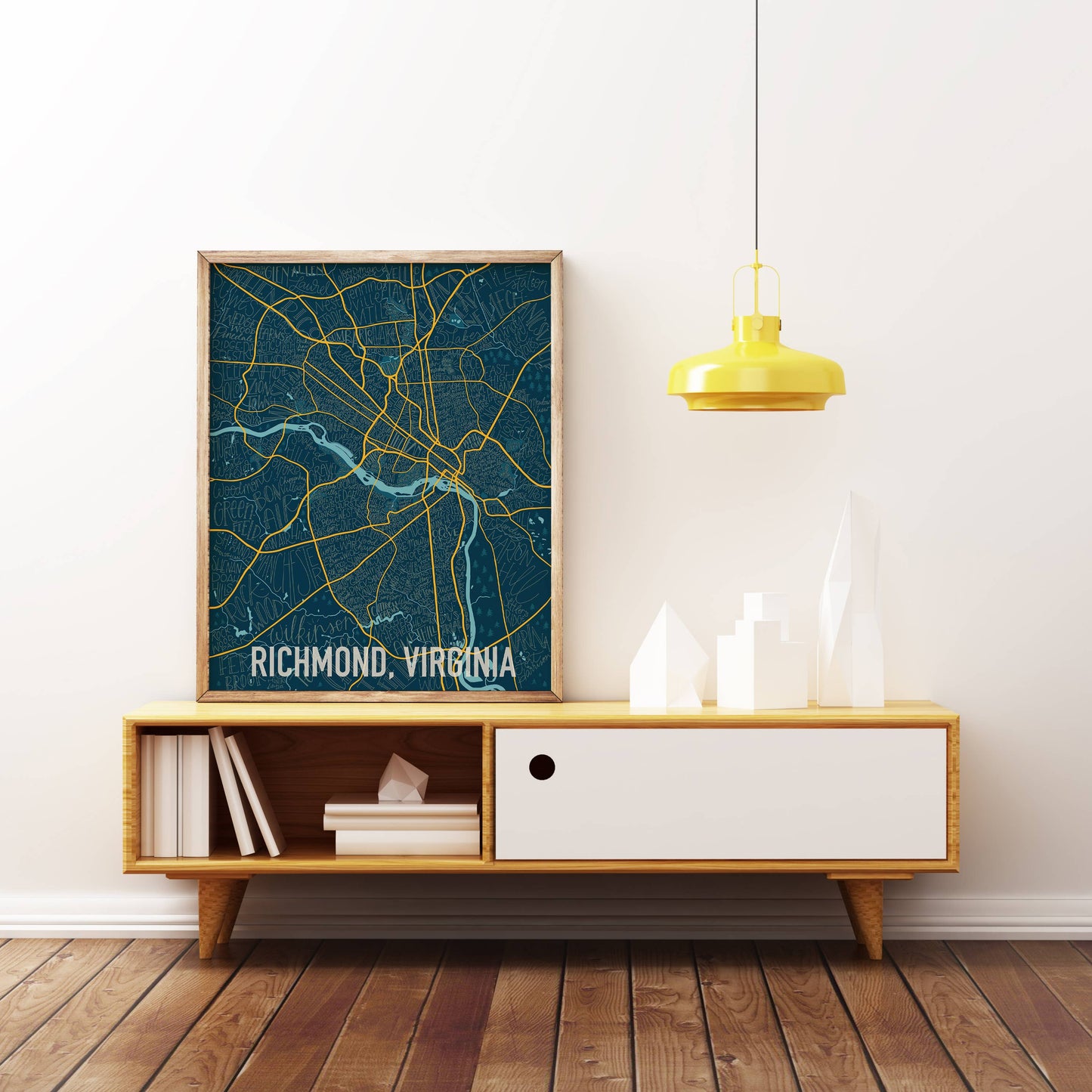 Richmond, VA Neighborhood Map Forest - 8x10, 11x14 Art Print