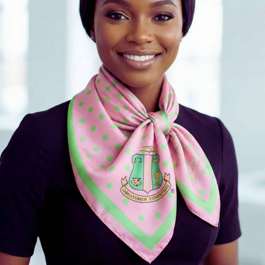 AKA Alpha Kappa Alpha Pink Polka Dot Square Sorority Scarf