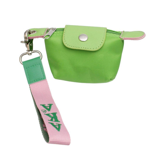 AKA Sorority Green Nylon Wristlet Strap Mini Pouch