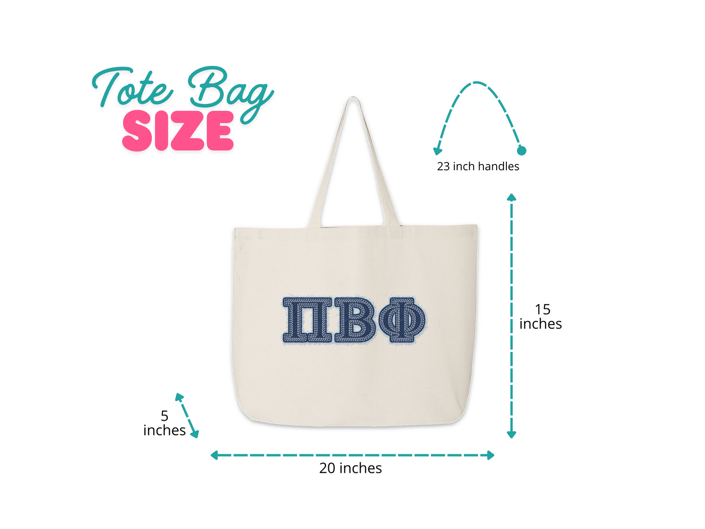 Sorority Greek Letters Printed on a Canvas Tote Bag