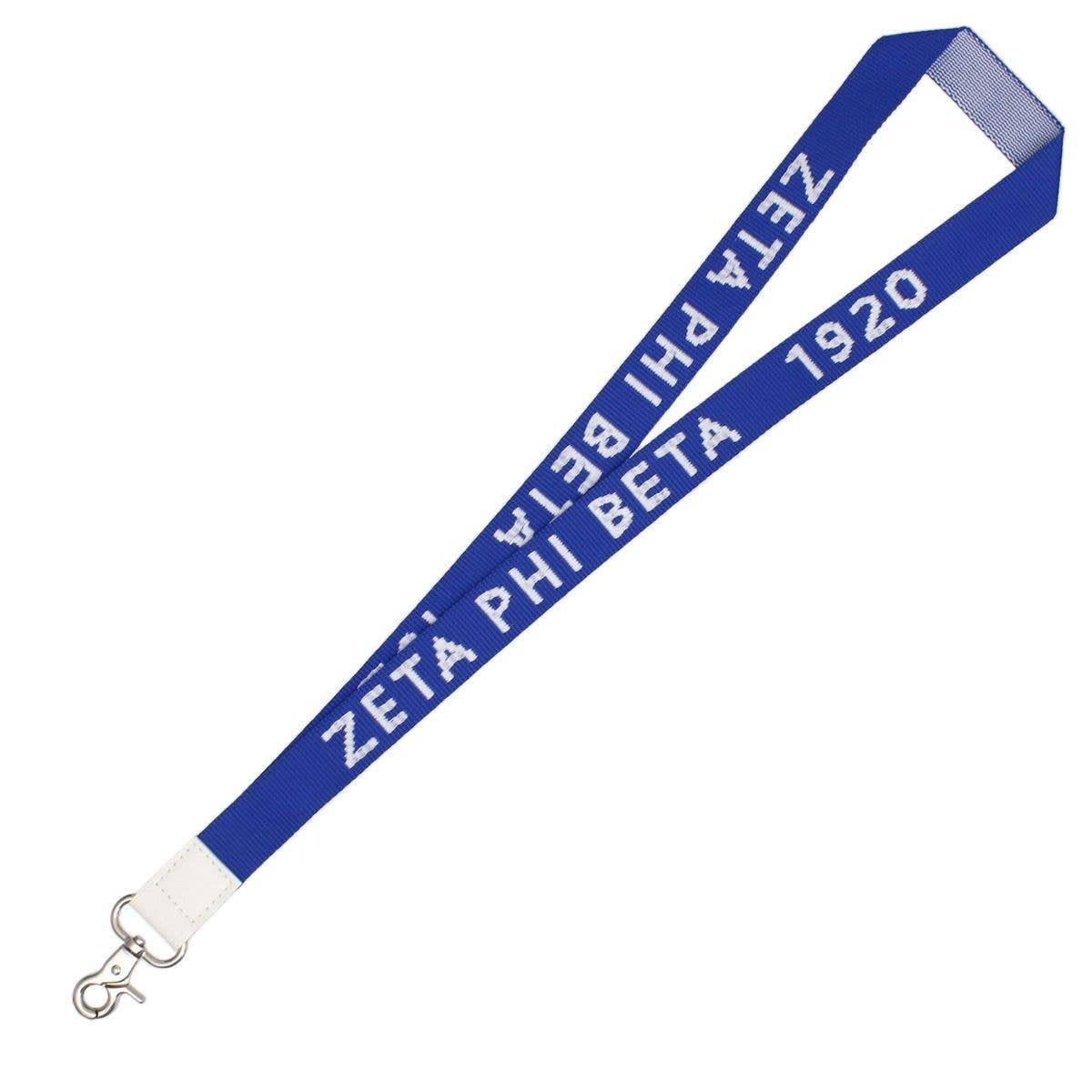 ZPB Zeta Phi Beta Blue Canvas Lanyard ID Badge Clip Women