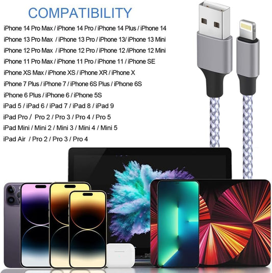 Lightning Cable- 6FT Nylon Braided USB Charging Cable