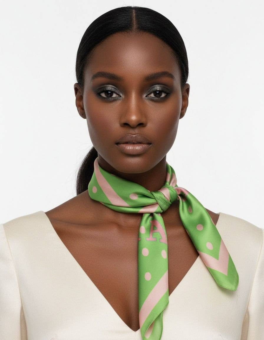 AKA Alpha Kappa Alpha Green Polka Dot Square Sorority Scarf