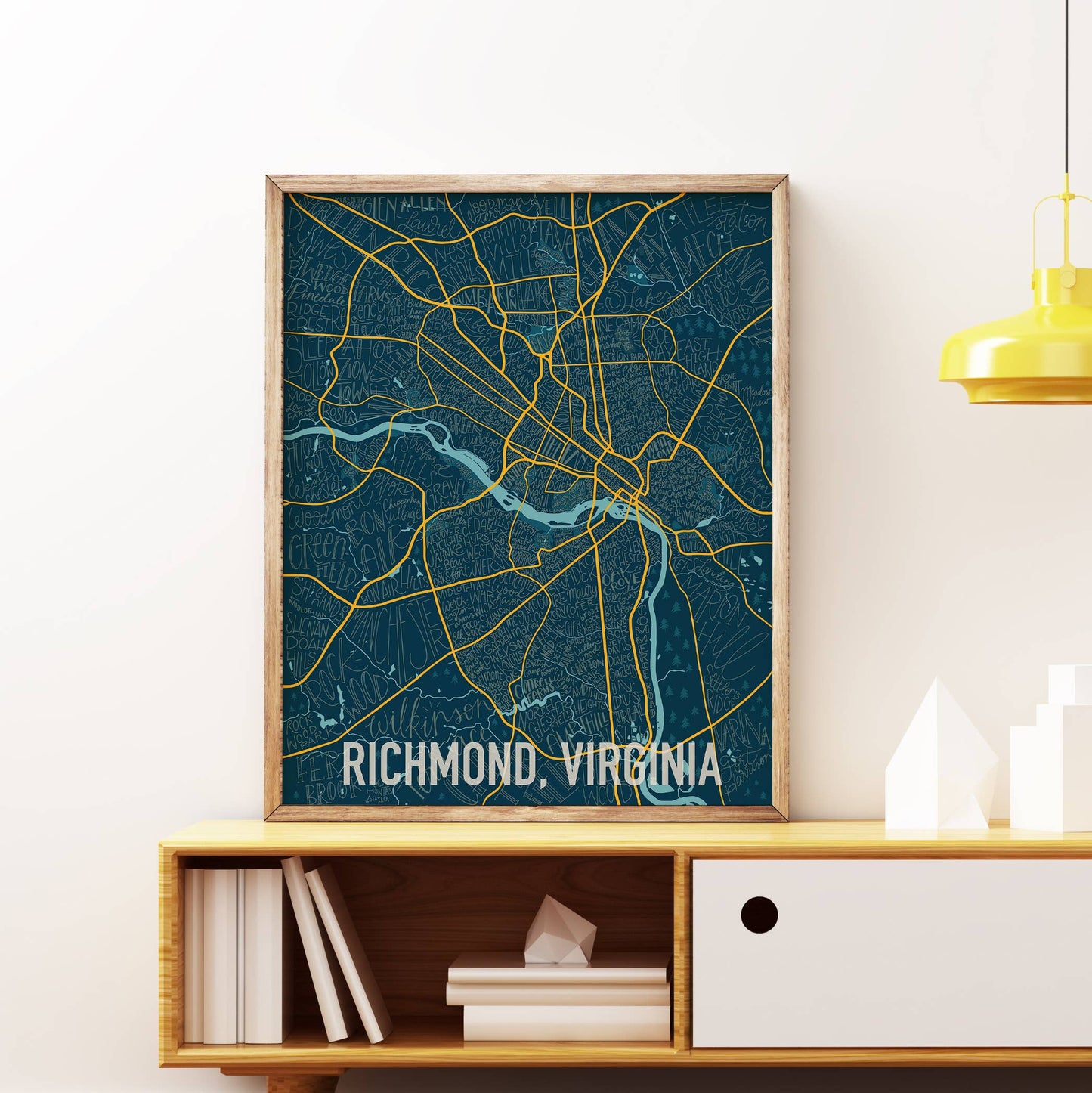 Richmond, VA Neighborhood Map Forest - 8x10, 11x14 Art Print