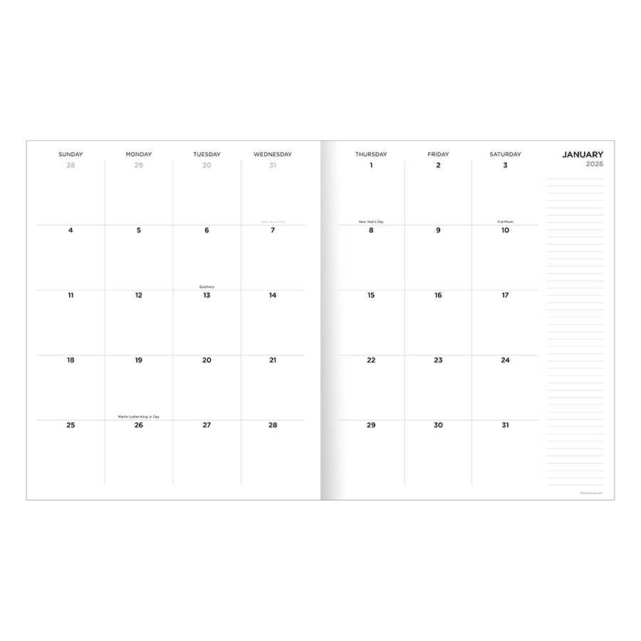 2026 Washed Oak Large Monthly Planner