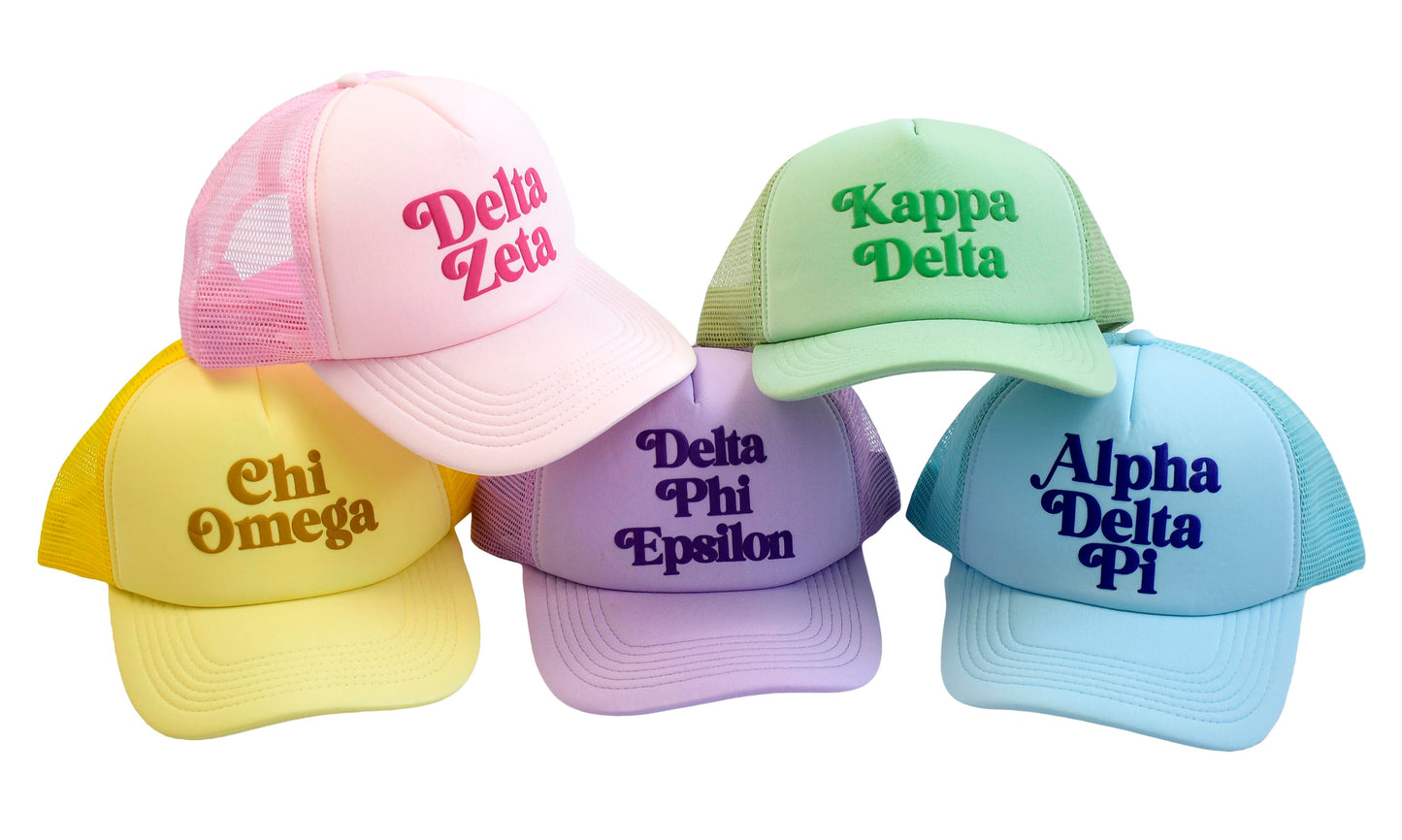 Delta Phi Epsilon Baseball Cap, Mesh Trucker-Style Hat