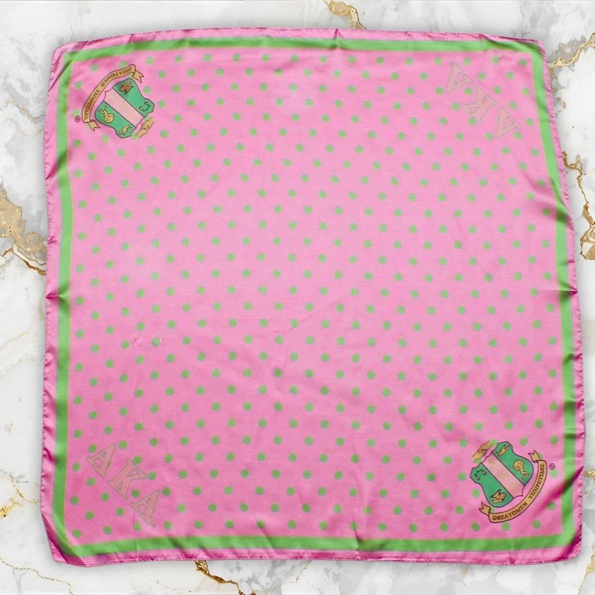 AKA Alpha Kappa Alpha Pink Polka Dot Square Sorority Scarf