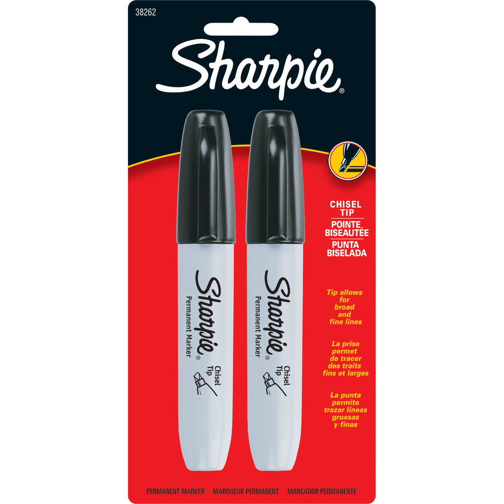 Sharpie Permanent Marker - Black Chisel 2Pk BP