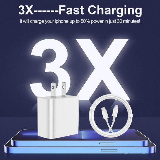 6 ft iPhone Charger Type C Wall Charger with Block